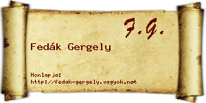 Fedák Gergely névjegykártya